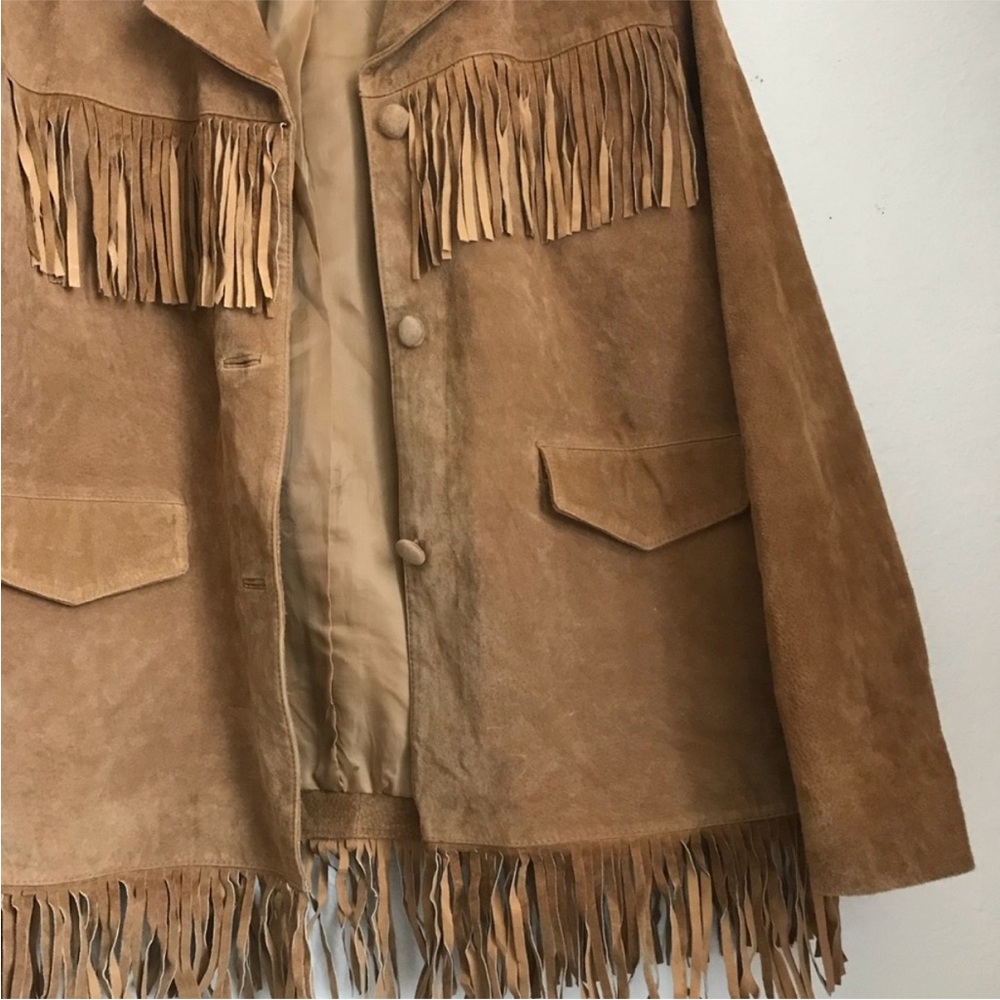 VINTAGE | Y2K Brown Suede Fringe Jacket - Picture 3 of 6